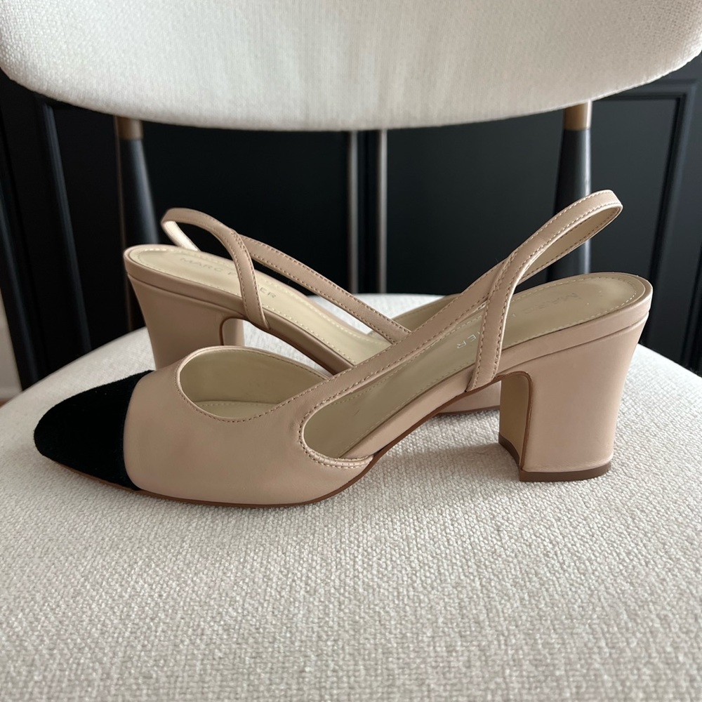 Marc Fisher The Laynie Block Heel Pump in natural